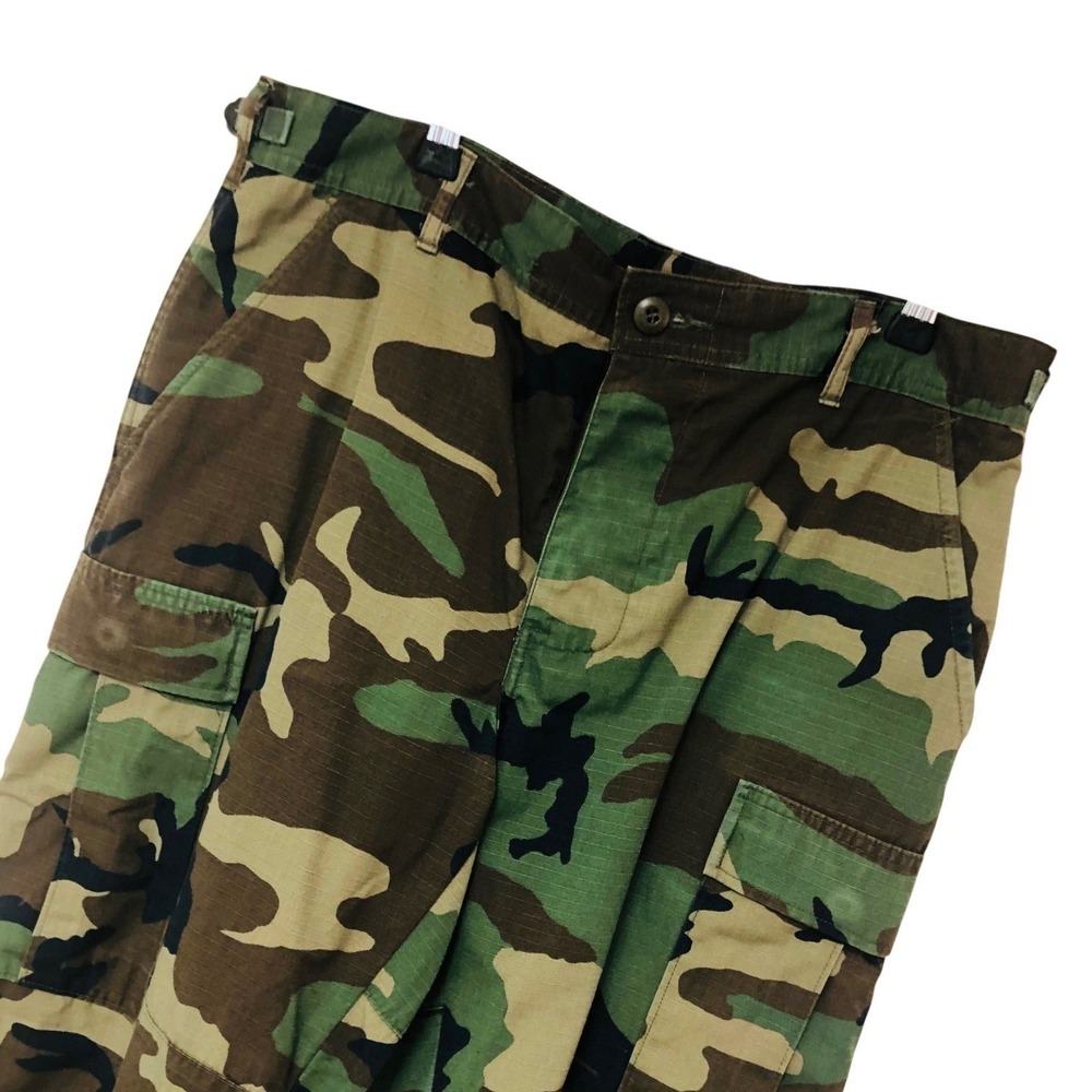 Woodland Camo Combat BDU Pants Hot Weather Ripstop Cargo Button Fly Mens 35x29.5